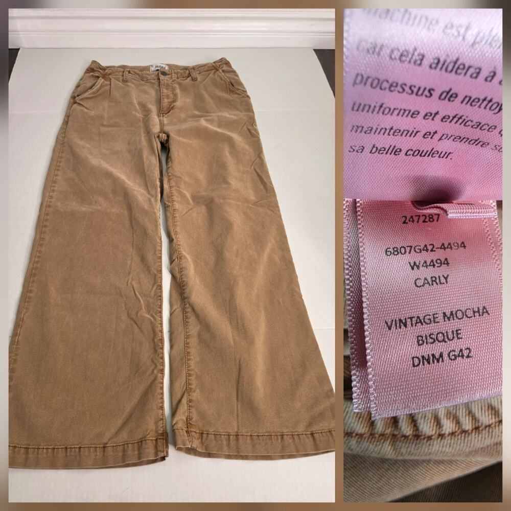 PAIGE Pants Womens 31 Carly Wide Leg Mocha Bisque High Rise Drapey No Drawstring